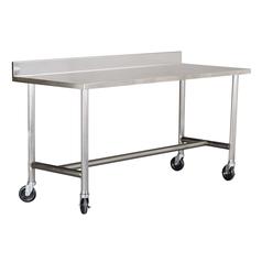 Food Service Table: w/ Casters and Backsplash - 96W x 30D